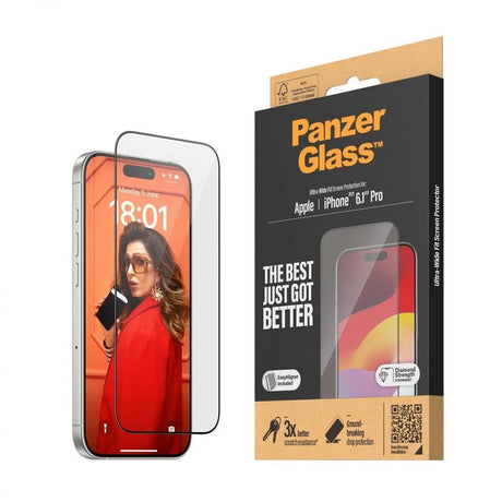 PanzerGlass Skærmbeskyttelse - iPhone 15 Pro - Ultra Wide Fit - DANVIVO