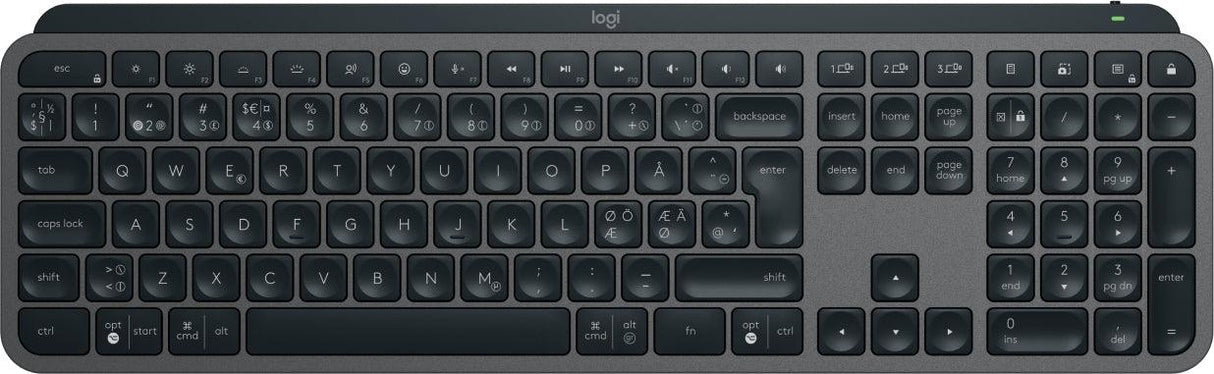 Logitech MX Keys S tastatur RF trådløs + Bluetooth QWERTY Dansk, Finsk, Norsk, Svensk Grafit - DANVIVO