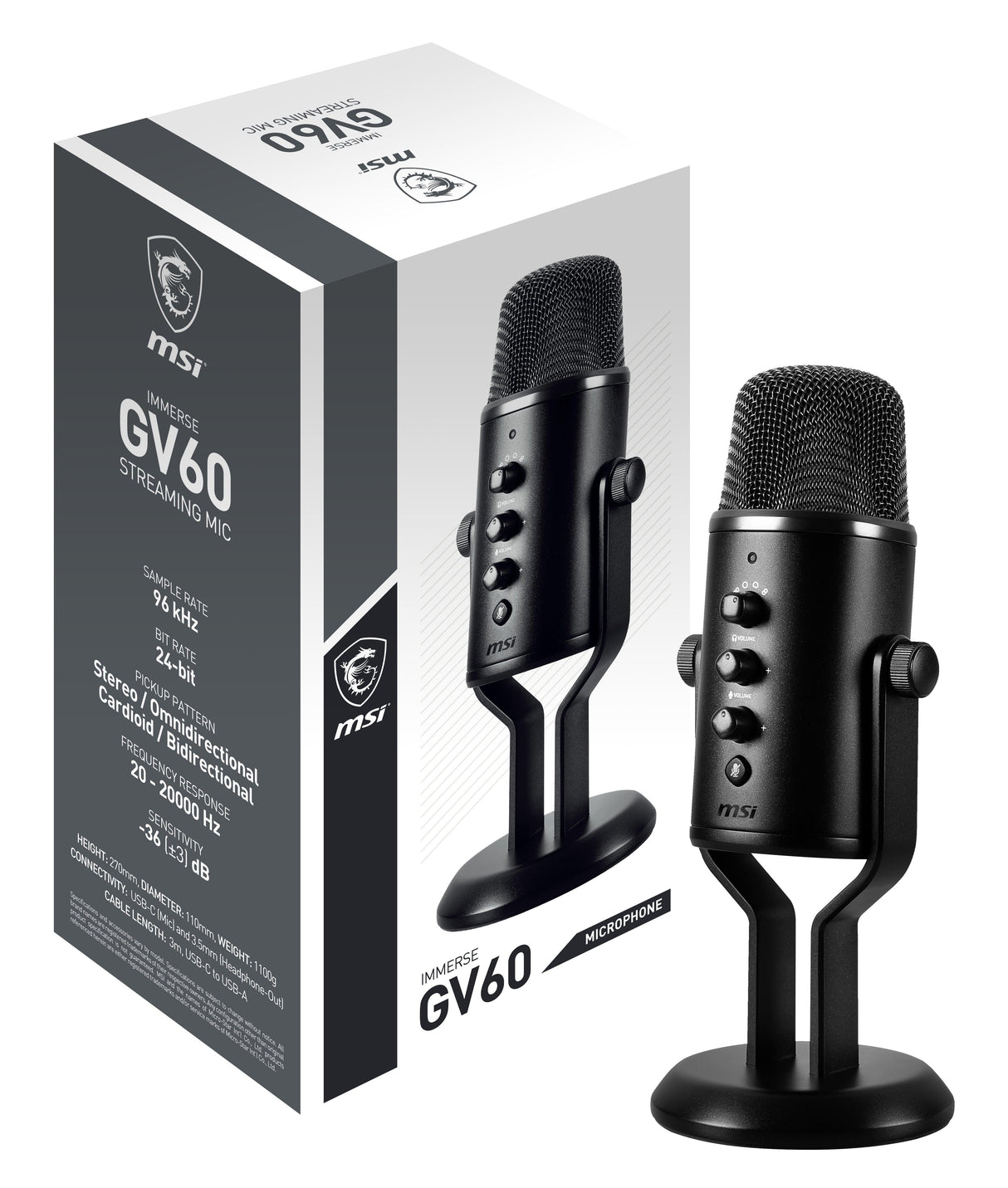 MSI IMMERSE GV60 STREAMING MIC mikrofon Sort Mikrofon til spillekonsol - DANVIVO